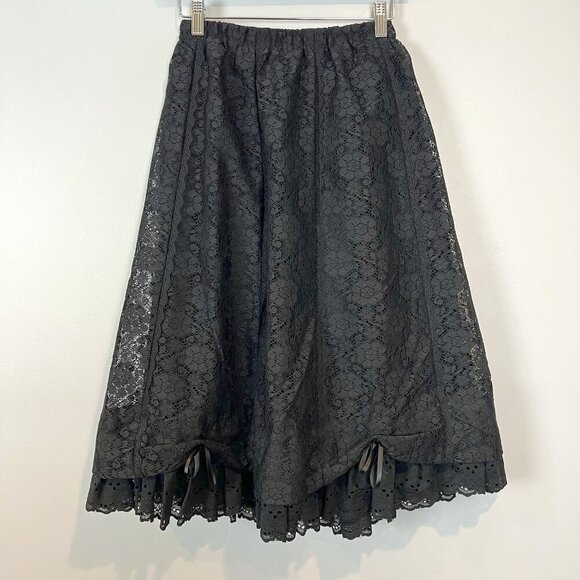 Captive Fashion Dresses & Skirts - Vintage Black Lace Skirt Womens Size Small Bows Whimsigoth Witchy Kuro Lolita